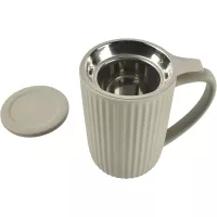 FINE 2 DINE Hi!Tea Hrnček s uchom a sitkom, objem 0,60 litra, sivý