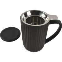 FINE 2 DINE Hi!Tea Hrnček s uchom a sitkom, objem 0,60 litra, čierny